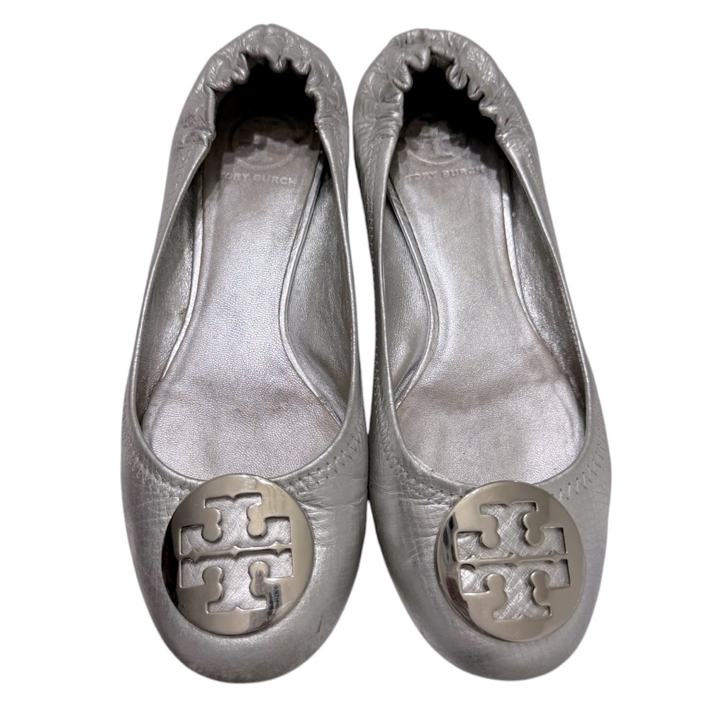 Tory Burch Silver Claire Ballet‎ Flats Sz 7.5